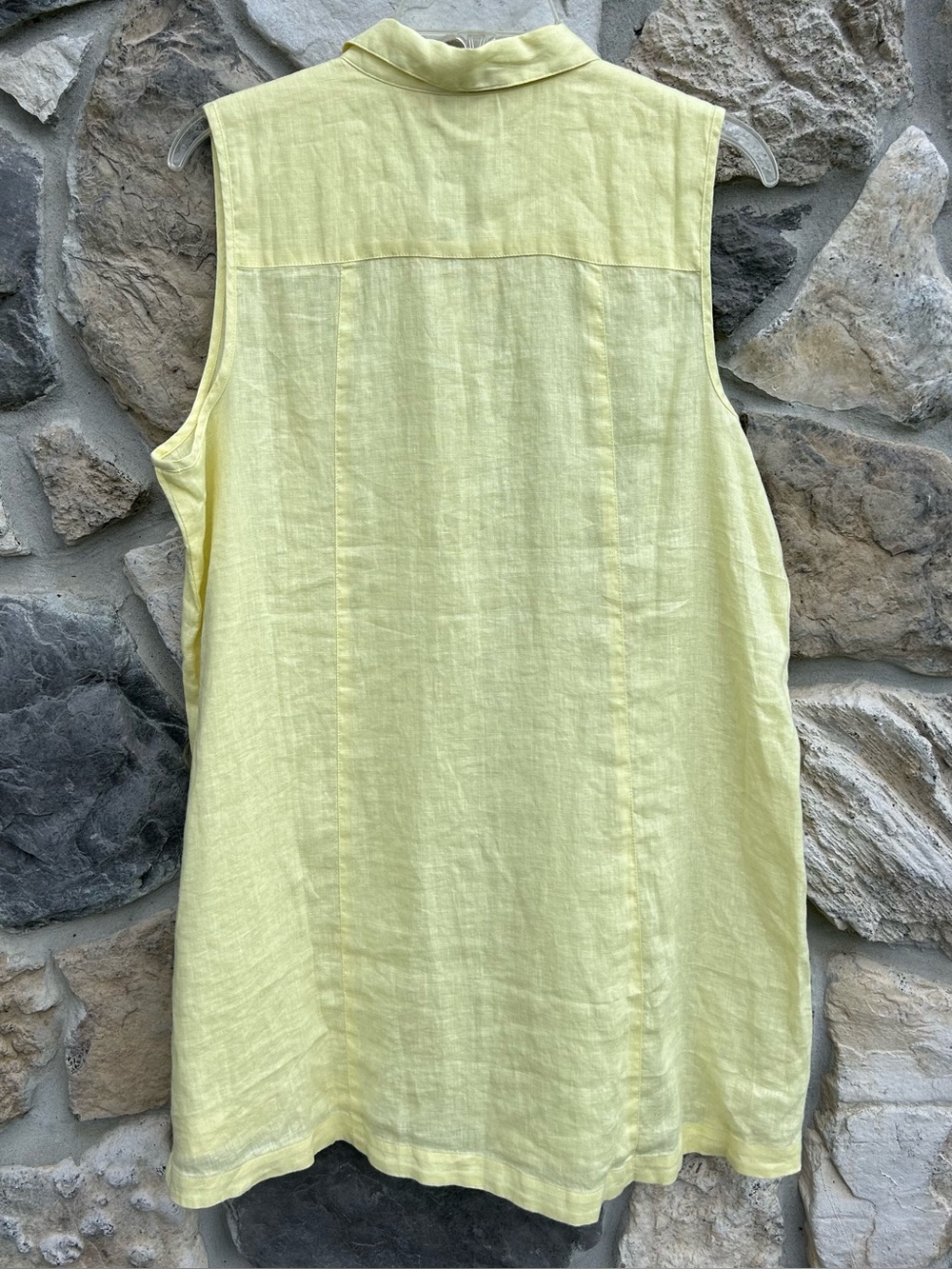 NEW J. Jill 100% Linen Button Up Tunic Top Large TALL Butter Yellow Minimalist - Picture 2 of 6